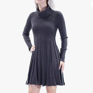 NWT Calvin Klein Women's Long-Sleeve Cowl-Neck Fit-and-Flare Dress  Size Large